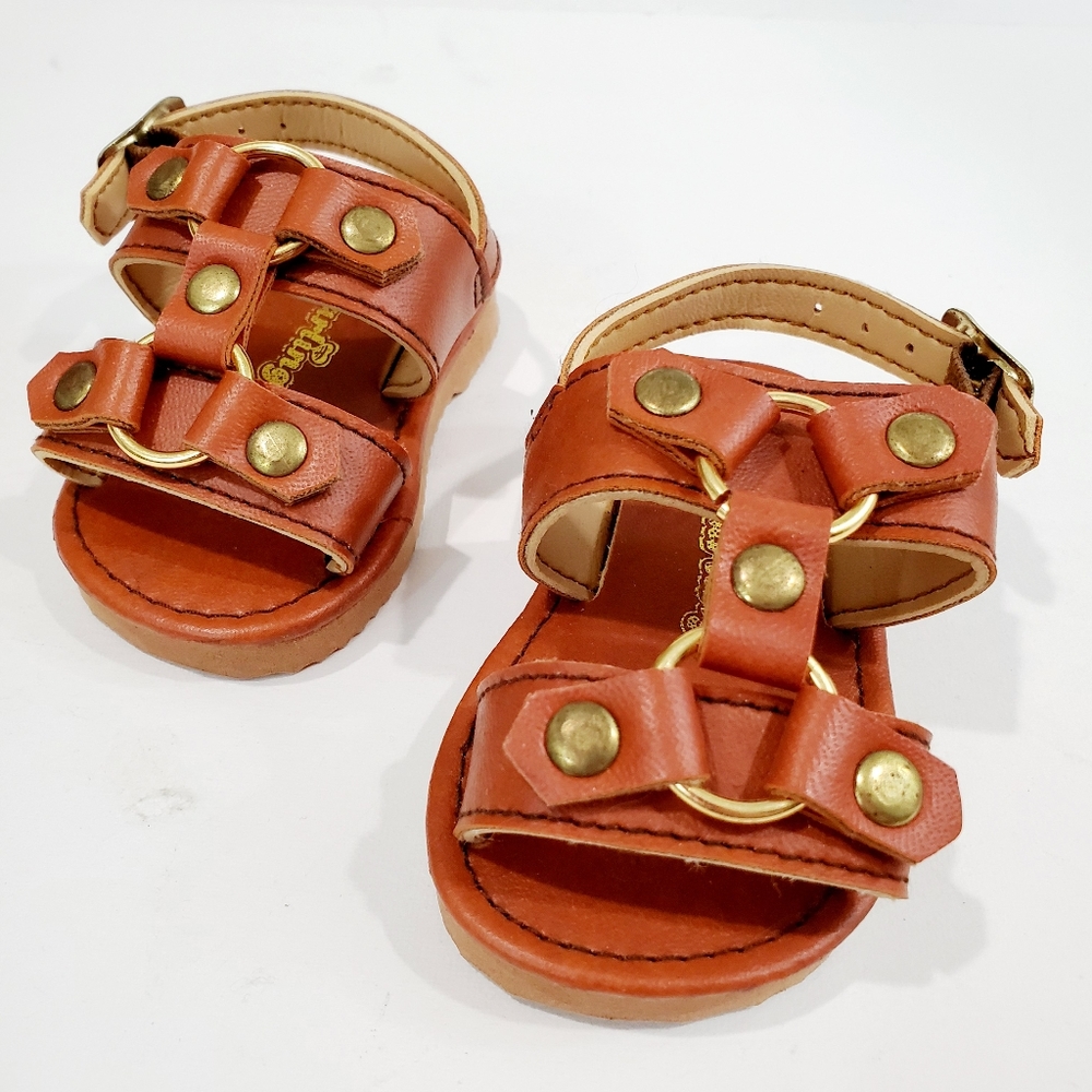 Darling Brown Strap Sandals Size 2 Baby NWOT